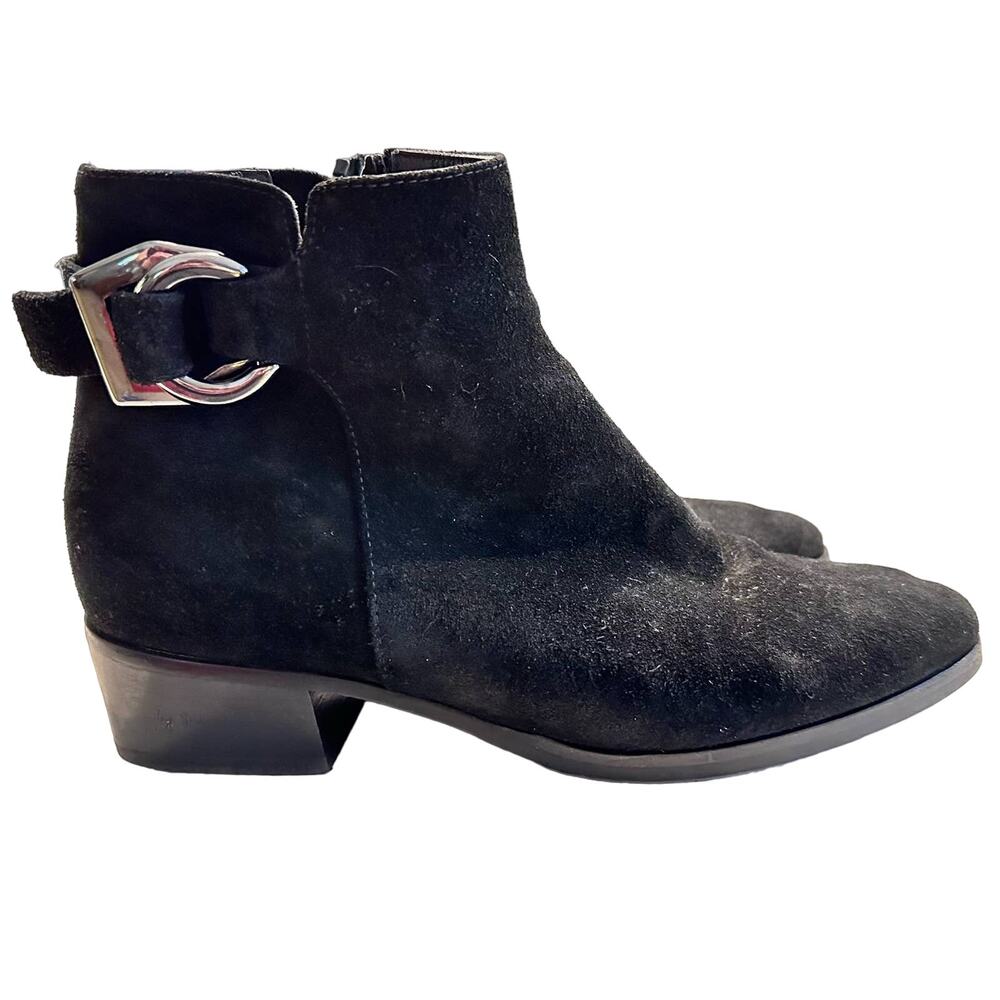Aquatalia Faria Black Suede Weatherproof Bootie Size 6.5" Boots Made in Italy
